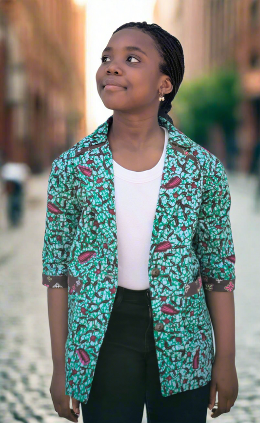 Girls' Printed Contrast Lined Jacket (10-14yrs)