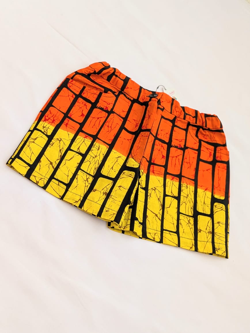 Girls’ African Print Adjustable Waist Shorts- (7-15yrs)