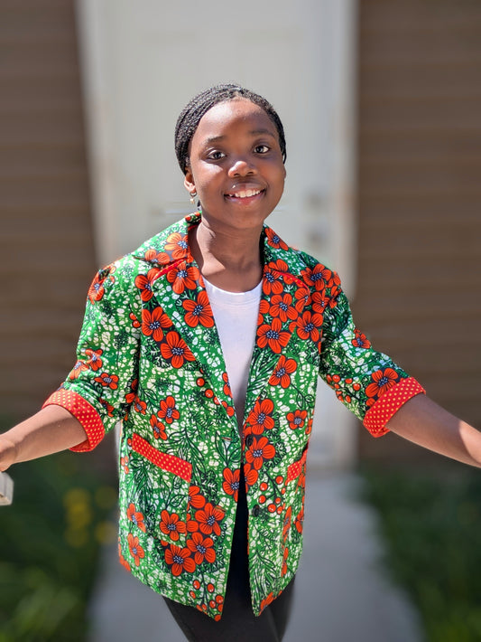 Girls' Printed Contrast Lined Jacket (10-14yrs)