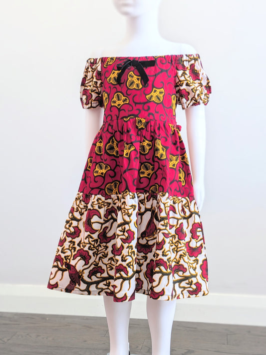 Girls’ Mixed African Prints Tiered Summer Dress ( 5-9 yrs)