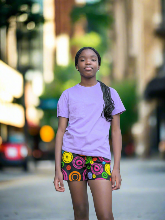 Girls’ African Print Adjustable Waist Shorts- (7-15yrs)