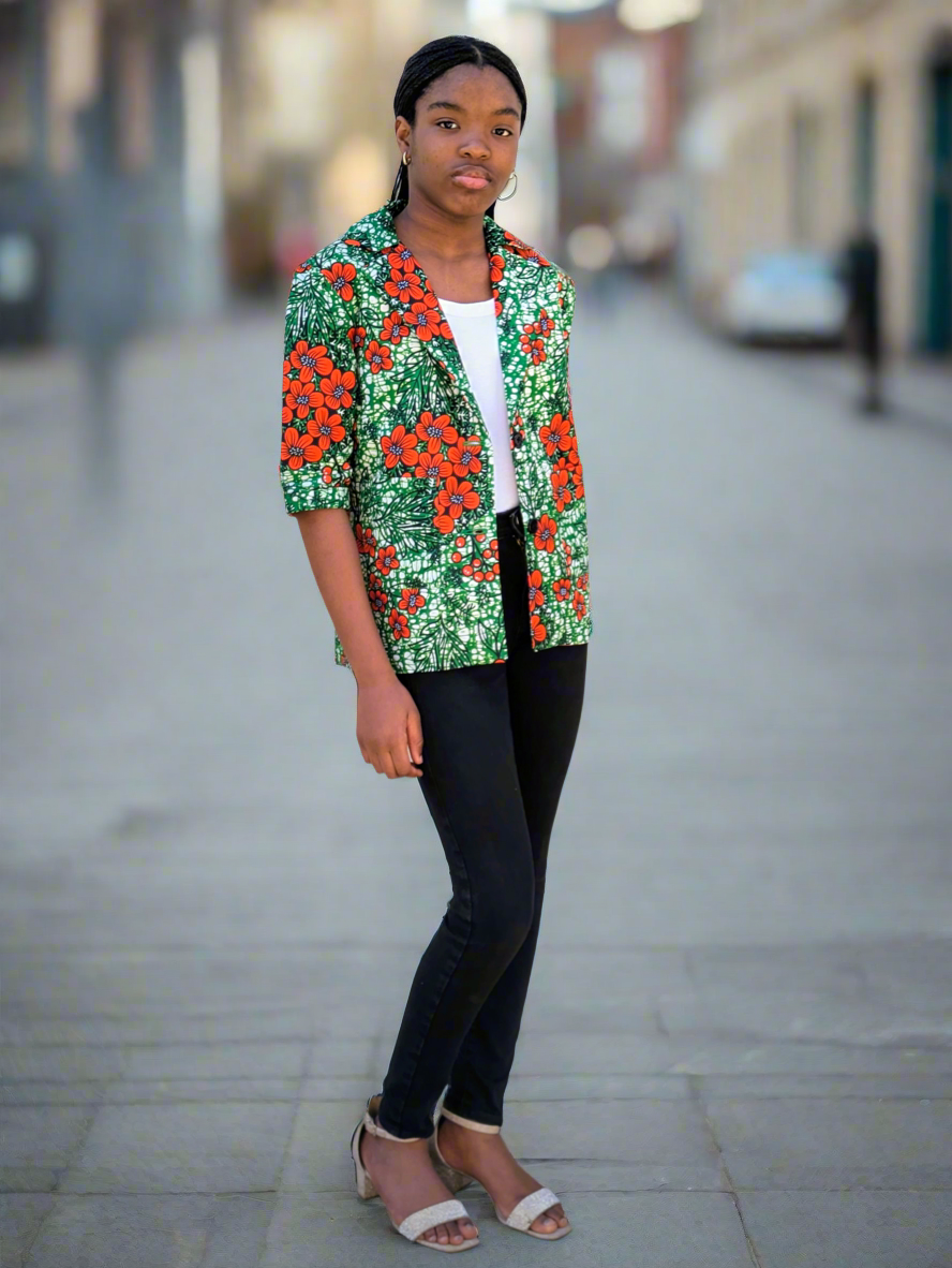 Girls' Printed Contrast Lined Jacket (10-13yrs)