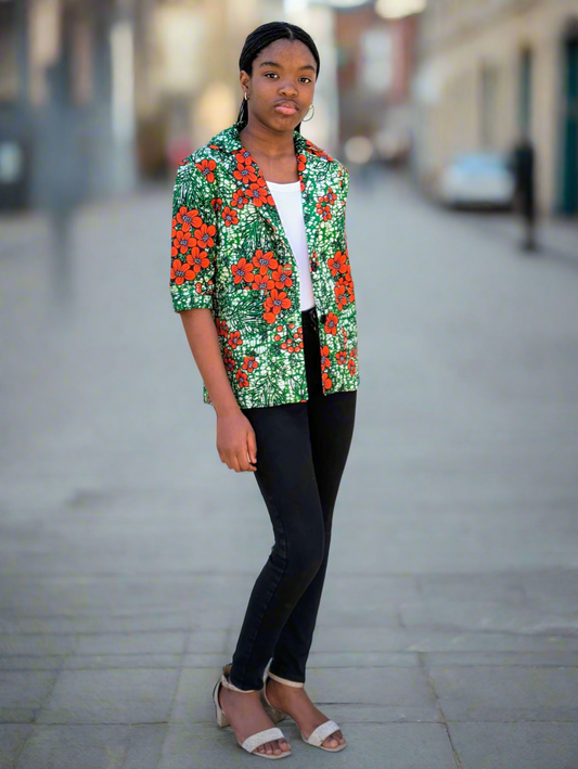 Girls' Printed Contrast Lined Jacket (10-14yrs)