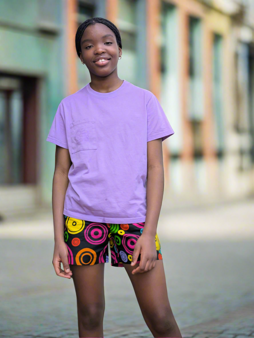 Girls’ African Print Adjustable Waist Shorts- (7-15yrs)