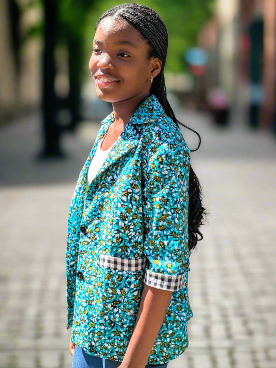 Girls' Printed Contrast Lined Jacket (10-13yrs)