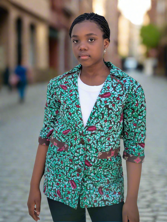 Girls' Printed Contrast Lined Jacket (10-14yrs)