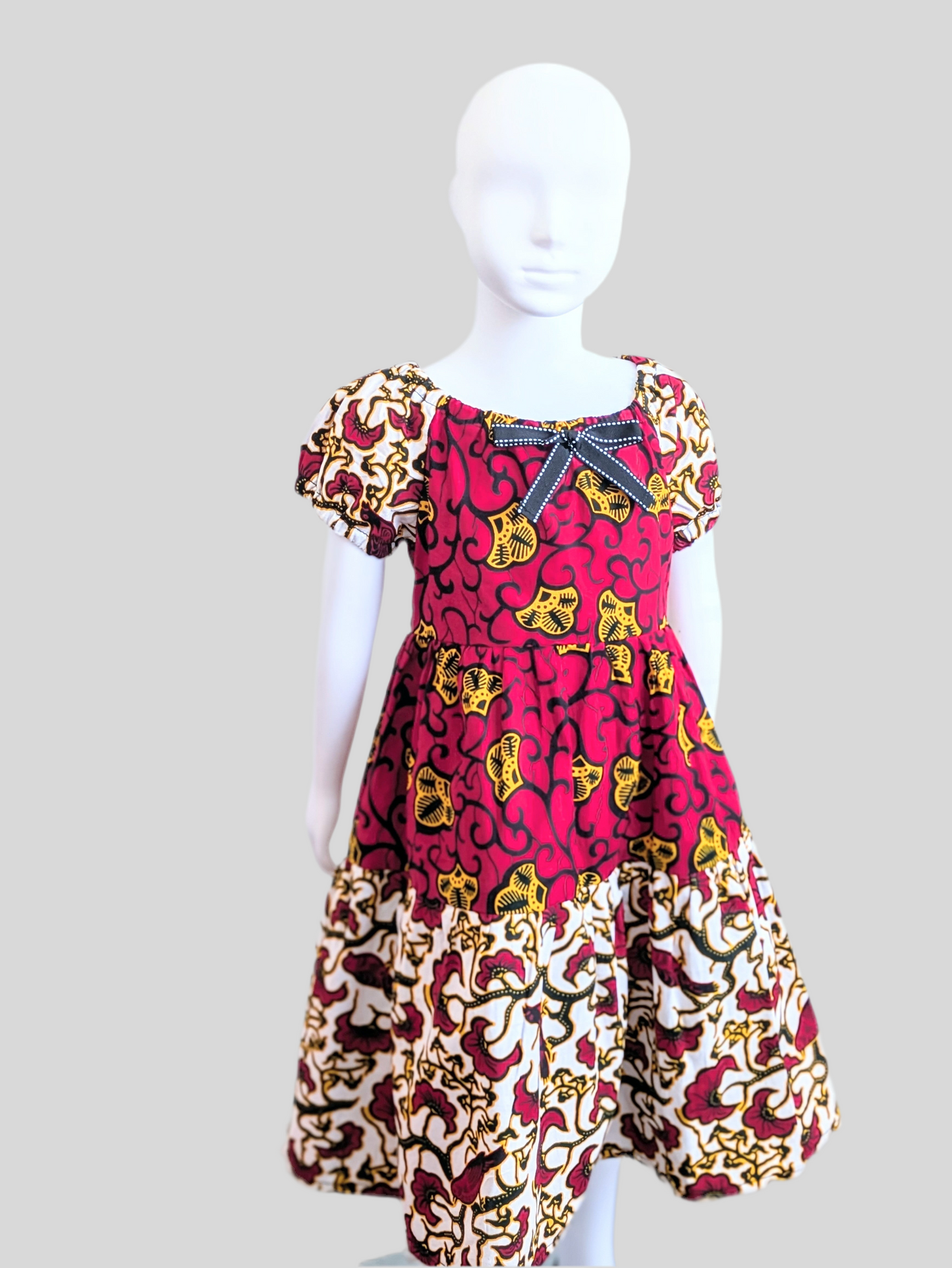 Girls’ Mixed African Prints Tiered Summer Dress ( 5-9 yrs)