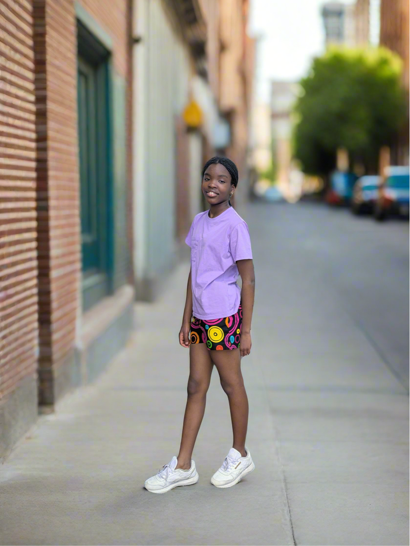 Girls’ African Print Adjustable Waist Shorts- (7-15yrs)