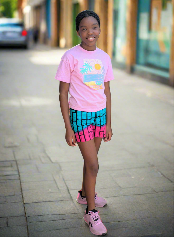 Girls’ African Print Adjustable Waist Shorts- (7-15yrs)