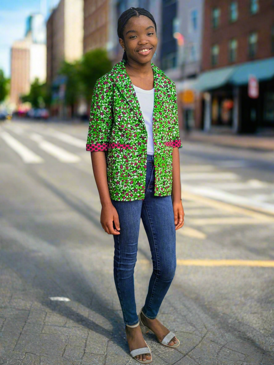 Girls' Printed Contrast Lined Jacket (11-12yrs)