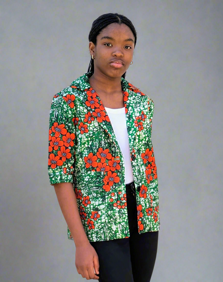 Girls' Printed Contrast Lined Jacket (10-13yrs)