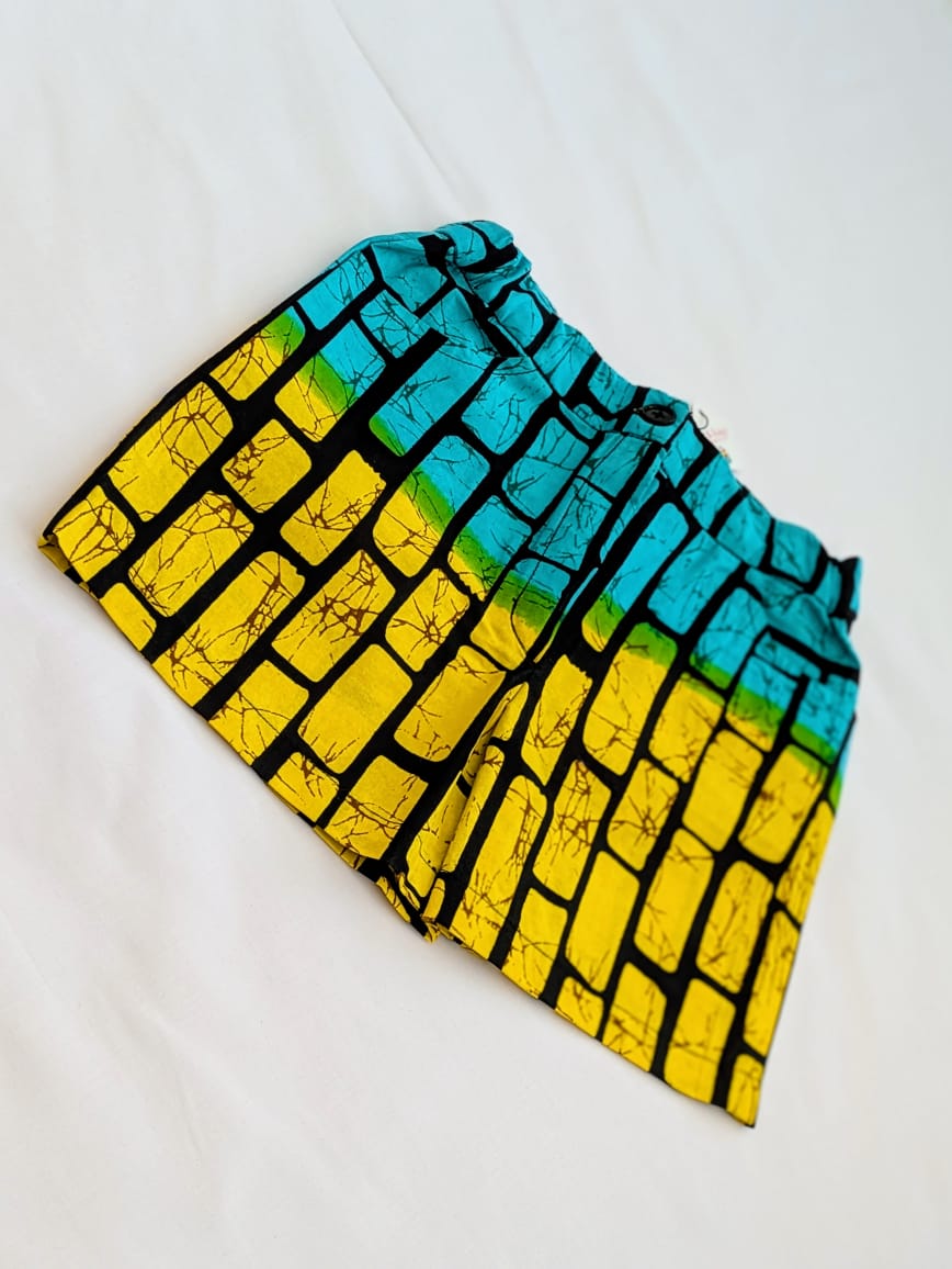 Girls’ African Print Adjustable Waist Shorts- (7-15yrs)
