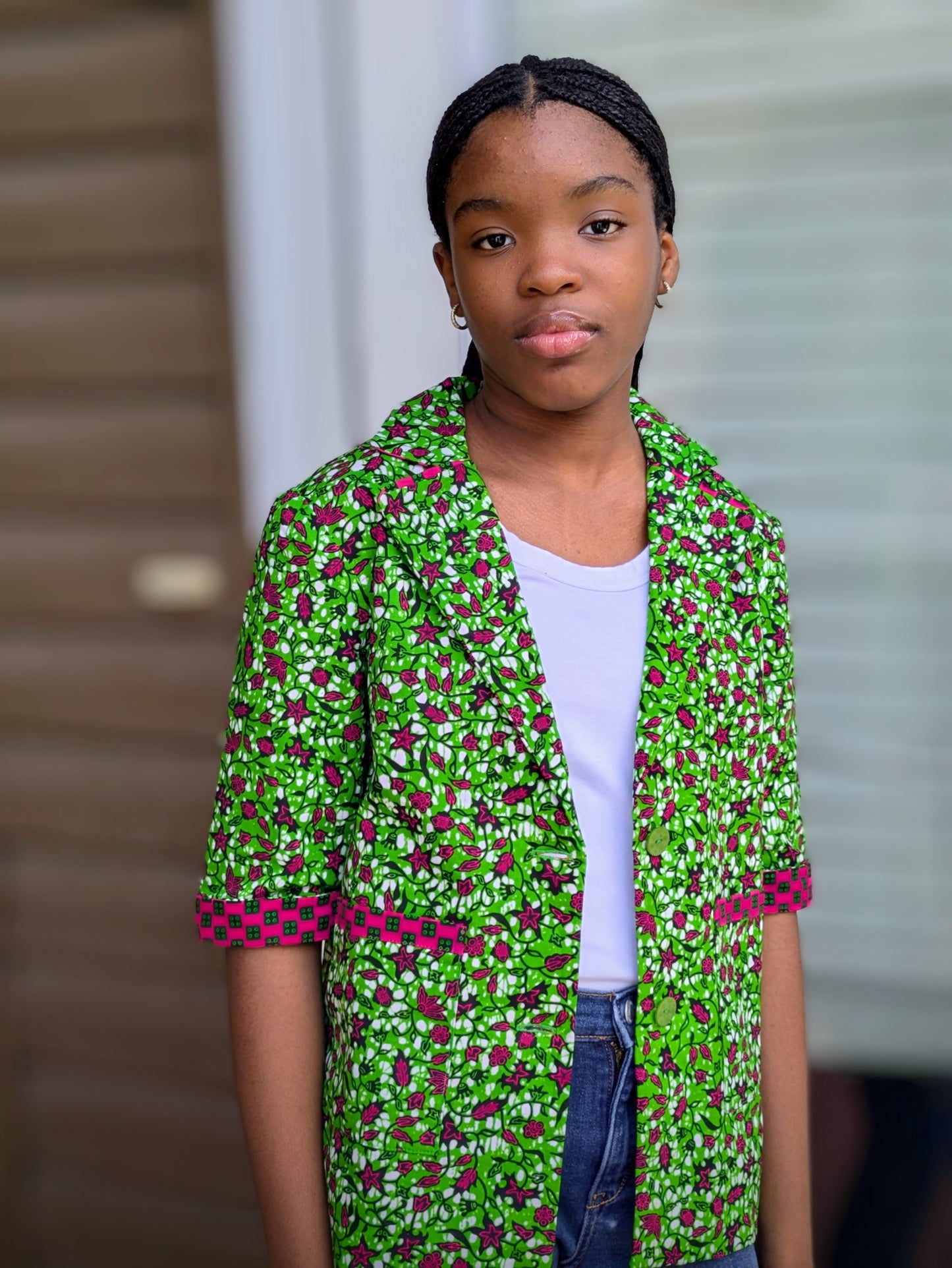 Girls' Printed Contrast Lined Jacket (11-12yrs)