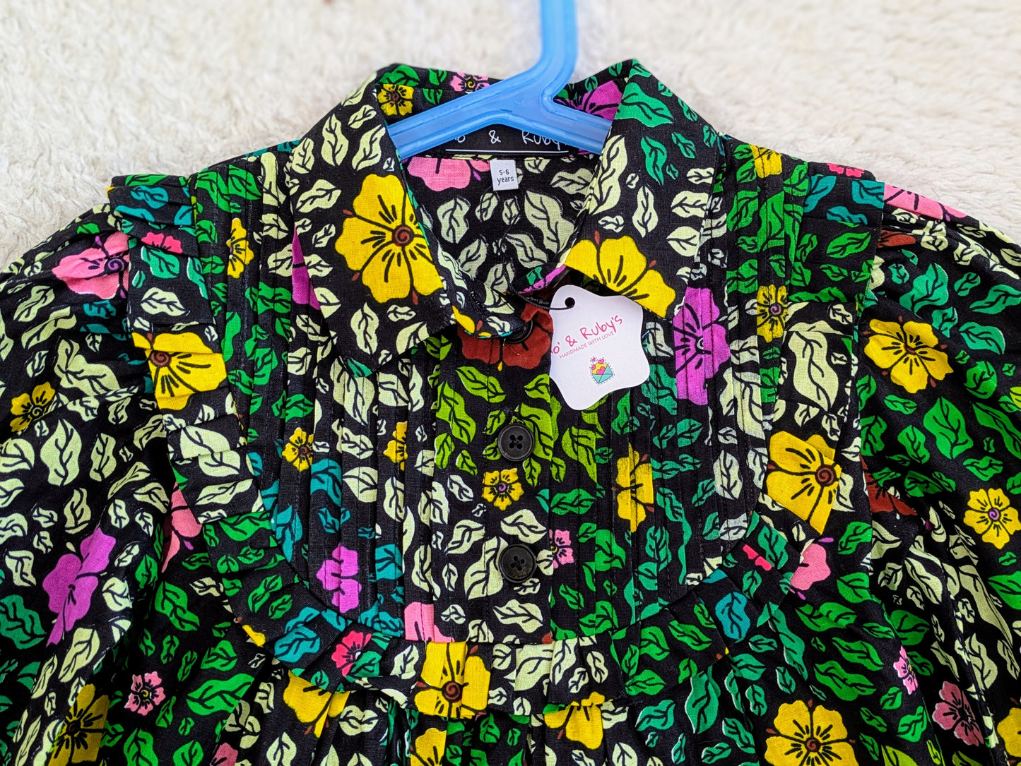 Girls’ Long Sleeve African Print Ruffle Dress (5-9yrs)