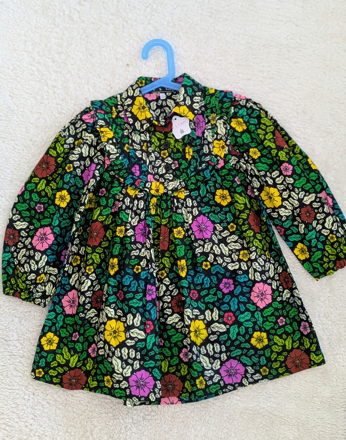 Girls’ Long Sleeve African Print Ruffle Dress (5-9yrs)