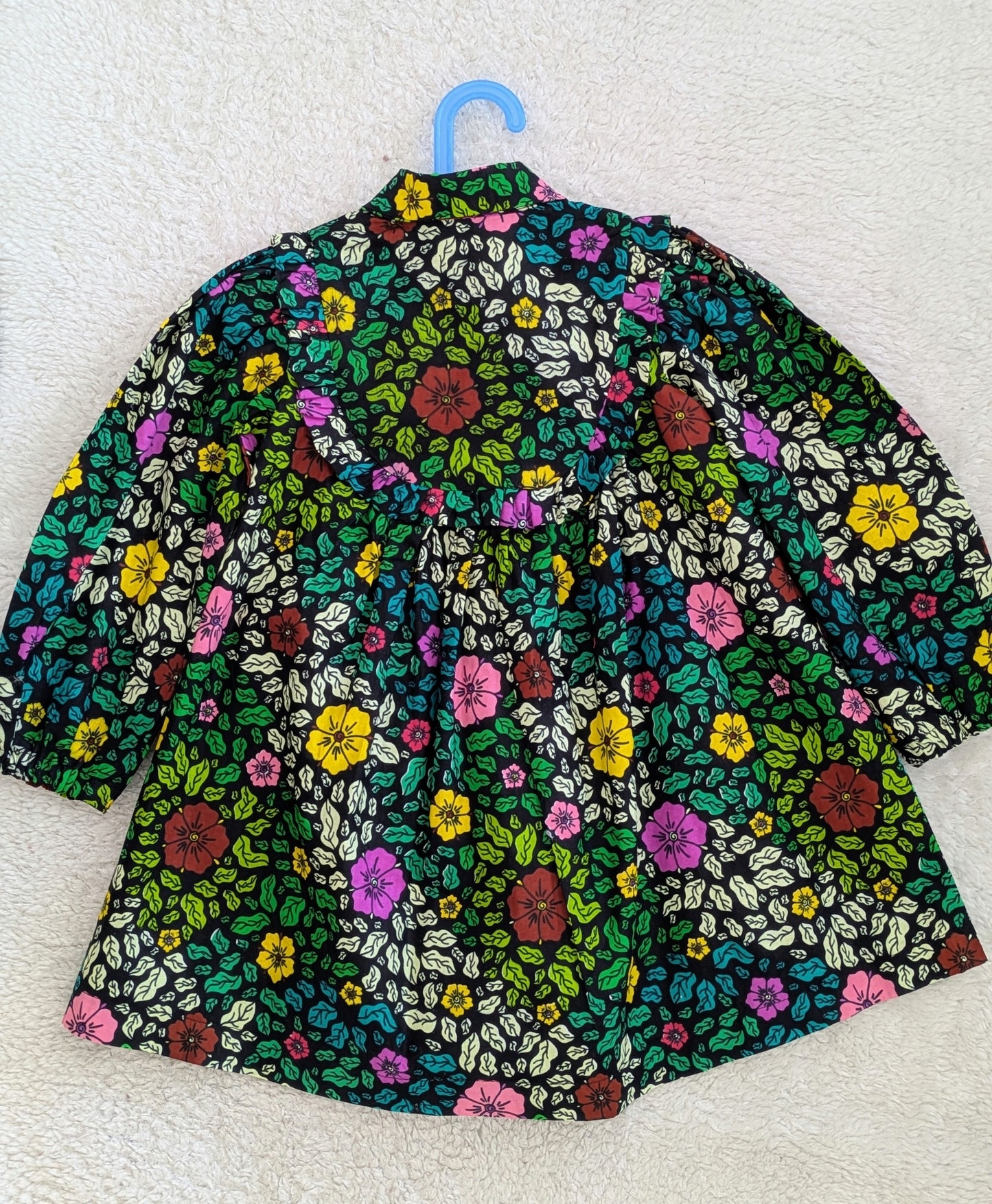 Girls’ Long Sleeve African Print Ruffle Dress (5-9yrs)