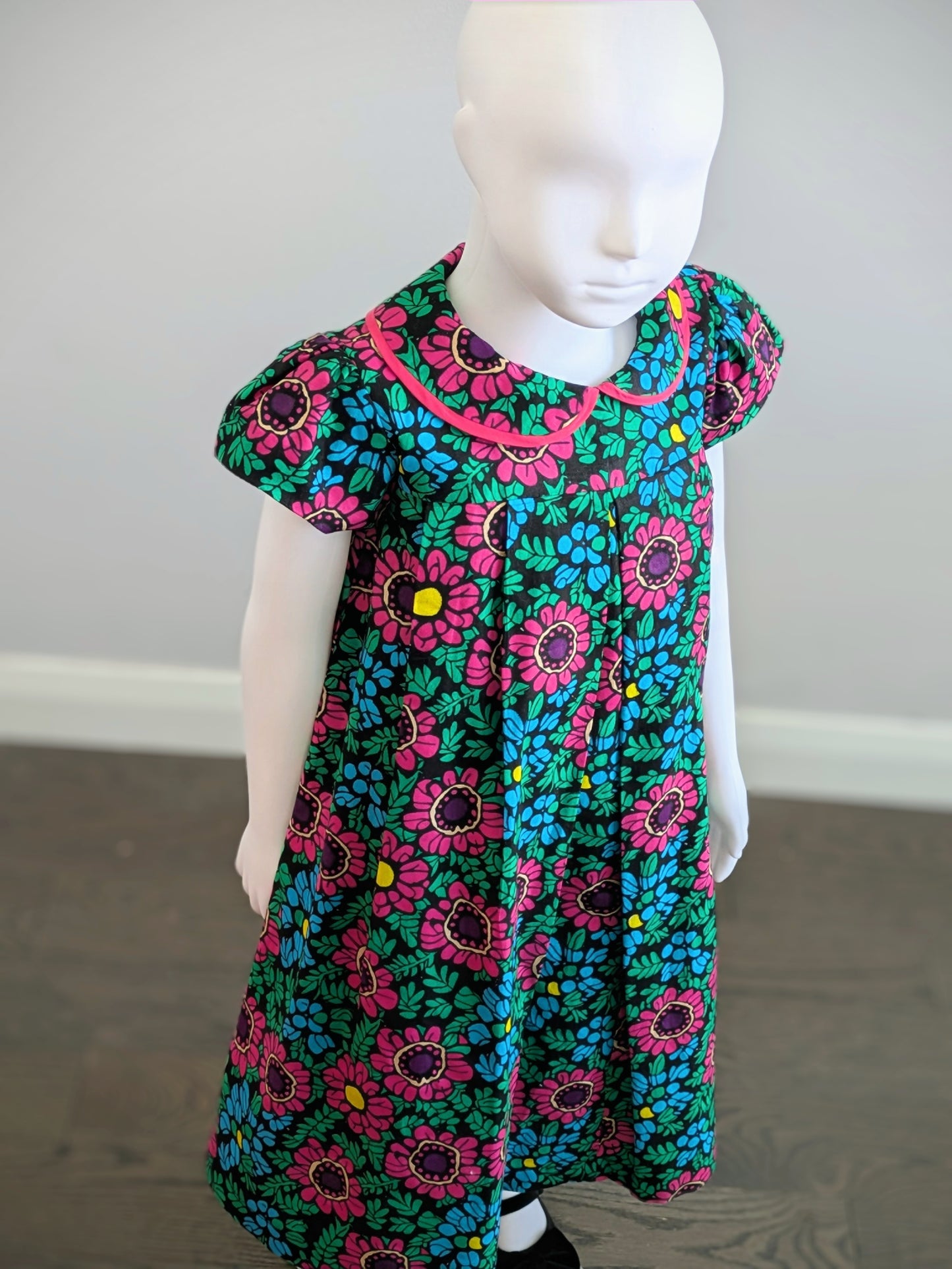 Girls’ Floral African Print Dress (6-9yrs)